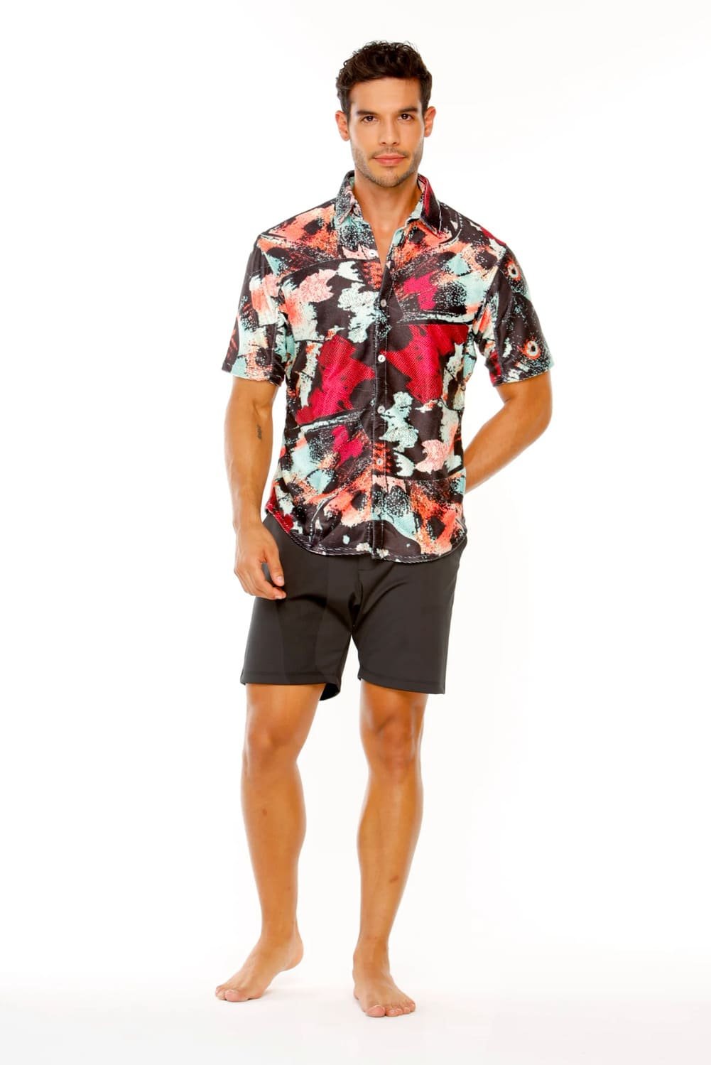 Kamisa di ribchi di pinsel abstrakto 1 Abstract Brushstroke Ribbed Shirt