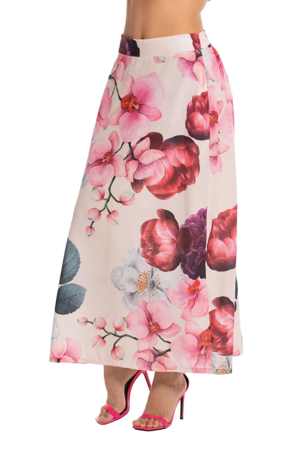 Ryocco Pink Floral Maxi Skirt with Pockets 3 Ryocco Pink Floral Maxi Skirt with Pockets - Image 3