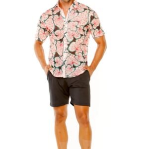 Pink Tropical Leaf Mesh Shirt