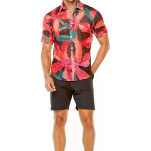 Tropical Orchid Slim Fit Mesh Shirt